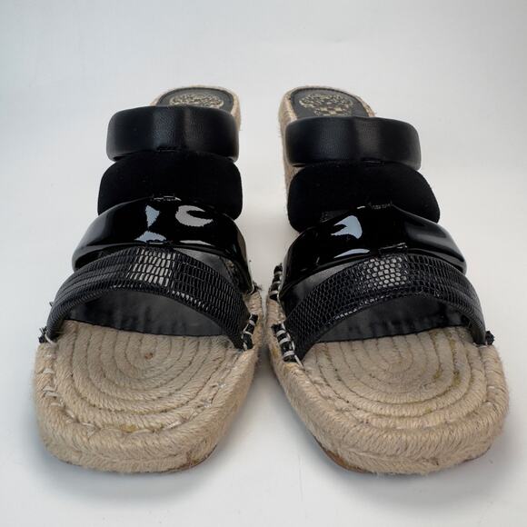 Vince Camuto Women's Wedge Heels Black Canvas Summer Size 9 - Picture 4 of 12